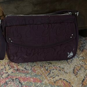 Vera Bradley Purple Quilted Crossbody Bag with Silver Accents